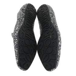 Jimmy Choo Black/Silver Glitter Sloane Smoking Slippers Size 42