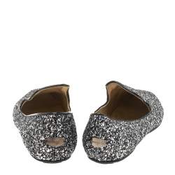 Jimmy Choo Black/Silver Glitter Sloane Smoking Slippers Size 42