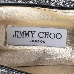Jimmy Choo Black/Silver Glitter Sloane Smoking Slippers Size 42