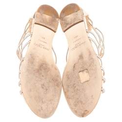 Pre Owned Jimmy Choo Silver/Gold Glitter and Snake Embossed Leather Flats Size 39.5