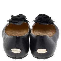 Pre Owned Jimmy Choo Black Leather Ballet Flats Size 41