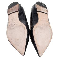 Pre Owned Jimmy Choo Black Python Leather Attila Pointed Toe Flats Size 37