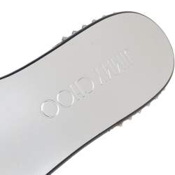 Pre Owned Jimmy Choo Silver Leather Slip On Flat Sandals Size 37