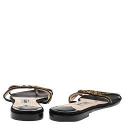 Pre Owned Jimmy Choo Black Satin Crystal Thong Flats Sandals Size 41.5