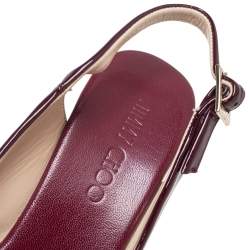Pre Owned Jimmy Choo Burgundy Patent Leather Prova Cork Wedge Peep Toe Platform Slingback Sandals Size 38