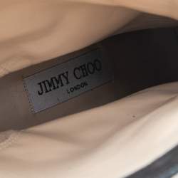 Pre Owned Jimmy Choo Black Waxed Suede Aggy Mid-Calf Boots Size 38