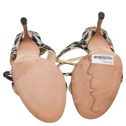 Pre Owned Jimmy Choo Multicolor Printed Satin Charis Ankle Strap Sandals Size 41