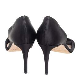 Pre Owned Jimmy Choo Black Satin Kitty Knotted Bow Sandals Size 40