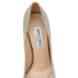 Jimmy Choo Gold Glitter Luna Peep Toe Platform Pumps Size 38