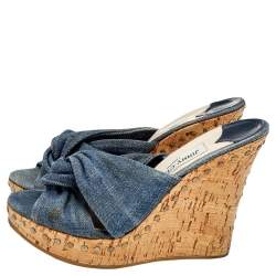 Pre Owned Jimmy Choo Blue Denim Slide Sandals Size 38