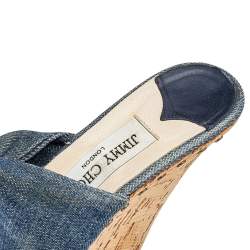 Pre Owned Jimmy Choo Blue Denim Slide Sandals Size 38