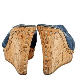 Pre Owned Jimmy Choo Blue Denim Slide Sandals Size 38