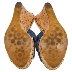 Pre Owned Jimmy Choo Blue Denim Slide Sandals Size 38