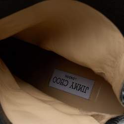 مملوكة مسبقًا بوت كاحل جيمي تشو داتشيت جلد أسود بزخارف كريستال مقاس 38.5