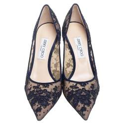 Pre Owned Jimmy Choo Dark Blue Lace Abel Pointed-Toe Pumps Size 41
