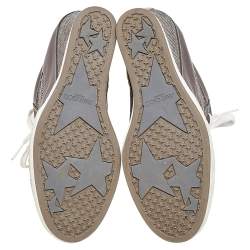 مملوكة مسبقًا Jimmy Choo Grey Leather and Mesh Panama Wedge Sneakers Size 40