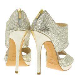 مملوكة مسبقًا صندل جيمي تشو برايفت فضي براق نعل سميك مقاس 36.6