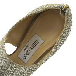 Jimmy Choo Silver Glitter Private Platform Sandals Size 36.5