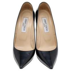 Jimmy Choo Black Patent Leather Abel Pointed Toe Pumps Size 37