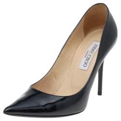 Jimmy Choo Black Patent Leather Abel Pointed Toe Pumps Size 37