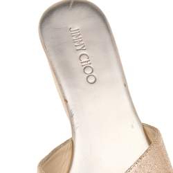 Pre Owned Jimmy Choo Gold Glitter Prima Cork Wedge Sandals Size 35