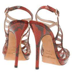 Jimmy Choo Red Python Keenan Python Platform Sandals Size 37.5