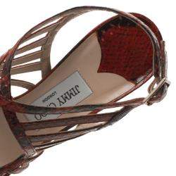 Jimmy Choo Red Python Keenan Python Platform Sandals Size 37.5