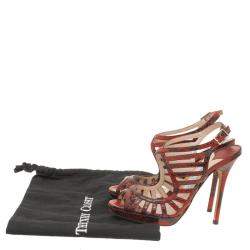 Jimmy Choo Red Python Keenan Python Platform Sandals Size 37.5
