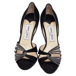 Pre Owned Jimmy Choo Black Suede Sandals Size 37.5