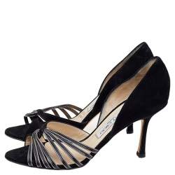Pre Owned Jimmy Choo Black Suede Sandals Size 37.5