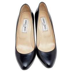 Pre Owned Jimmy Choo Black Leather Pointed Toe Pumps Size 38