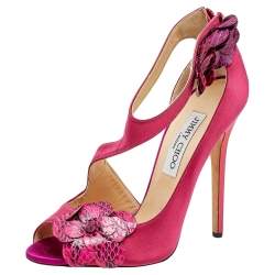 Jimmy Choo Pink Satin And Python Vera Sandals Size 38