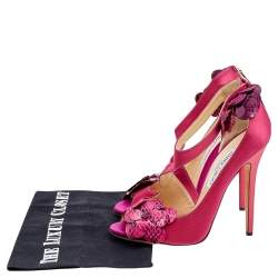 Jimmy Choo Pink Satin And Python Vera Sandals Size 38