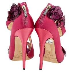 Jimmy Choo Pink Satin And Python Vera Sandals Size 38