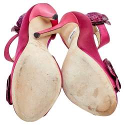 Jimmy Choo Pink Satin And Python Vera Sandals Size 38