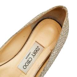 Pre Owned حذاء فلات جيمى تشو مقدمة مفتوحة جلد بيج مقاس 37
