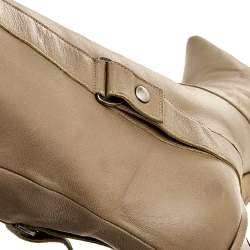 Jimmy Choo Beige Leather Pointed Toe Calf Length Boots Size 38