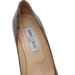 Jimmy Choo Two Tone Lizard Embossed Leather Cosmic Platform Pumps Size 38