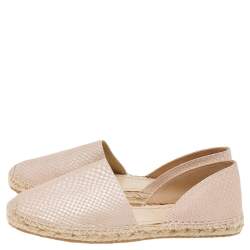 Pre Owned Jimmy Choo Beige Snakeskin Embossed Leather Dreya D'orsay Flat Espadrilles Size 39