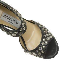 Pre Owned Jimmy Choo Black Studded Leather Bonnie Back Zip Platform Sandals Size 36.5