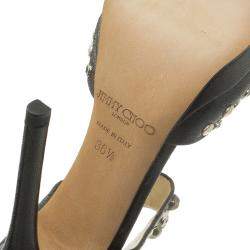 Pre Owned Jimmy Choo Black Studded Leather Bonnie Back Zip Platform Sandals Size 36.5