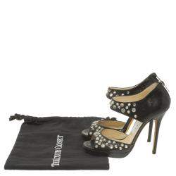 Pre Owned Jimmy Choo Black Studded Leather Bonnie Back Zip Platform Sandals Size 36.5