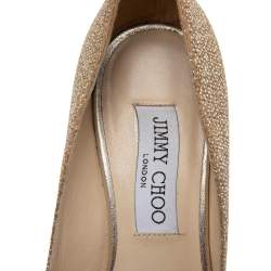 Pre Owned Jimmy Choo Gold Glitters Evelyn Open Toe Pumps Size 36