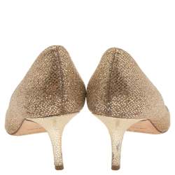 Pre Owned Jimmy Choo Gold Glitters Evelyn Open Toe Pumps Size 36