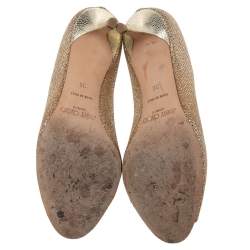 Pre Owned Jimmy Choo Gold Glitters Evelyn Open Toe Pumps Size 36