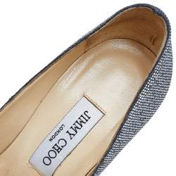 Jimmy Choo Silver Glitter Eros Platform Pumps Size 38