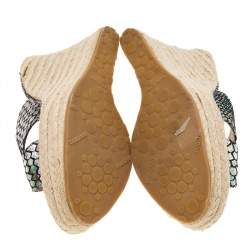 مملوكة مسبقًا Jimmy Choo Multicolor Holographic Python Effect Phyllis Espadrilles Wedges Slides Size 39.5