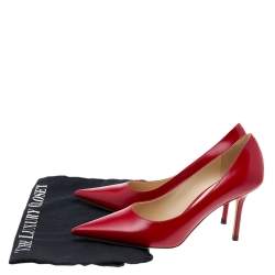 Pre Owned Jimmy Choo Red Leather Love Pointed Toe Pumps Size 36.5