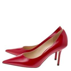 Pre Owned Jimmy Choo Red Leather Love Pointed Toe Pumps Size 36.5