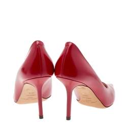 Pre Owned Jimmy Choo Red Leather Love Pointed Toe Pumps Size 36.5